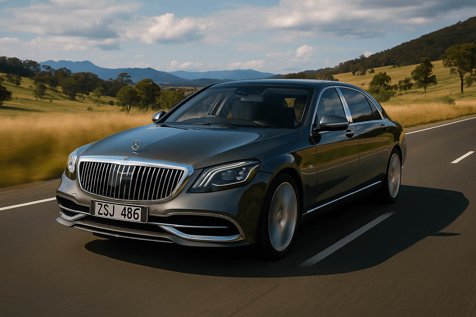 Maybach AMG on the road  with driver