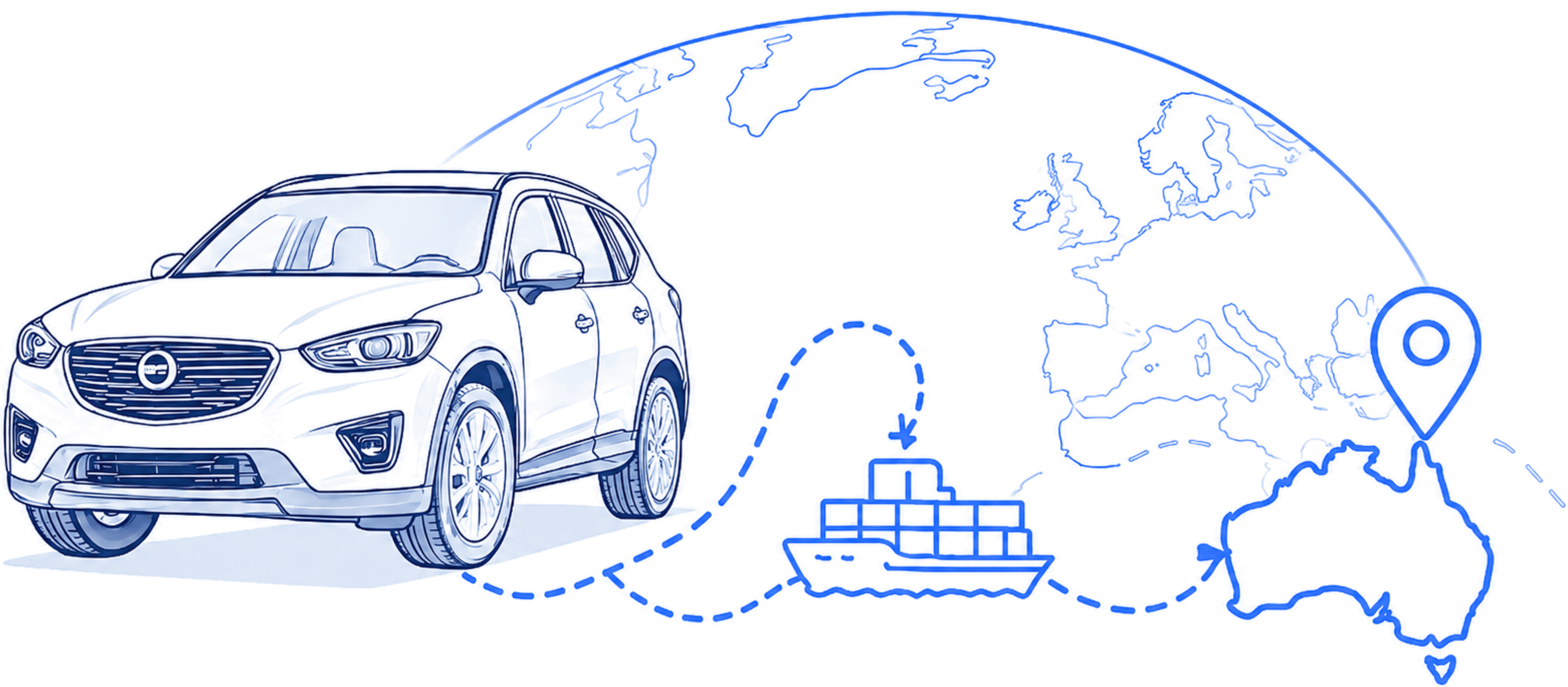 Global shipping route to Australia