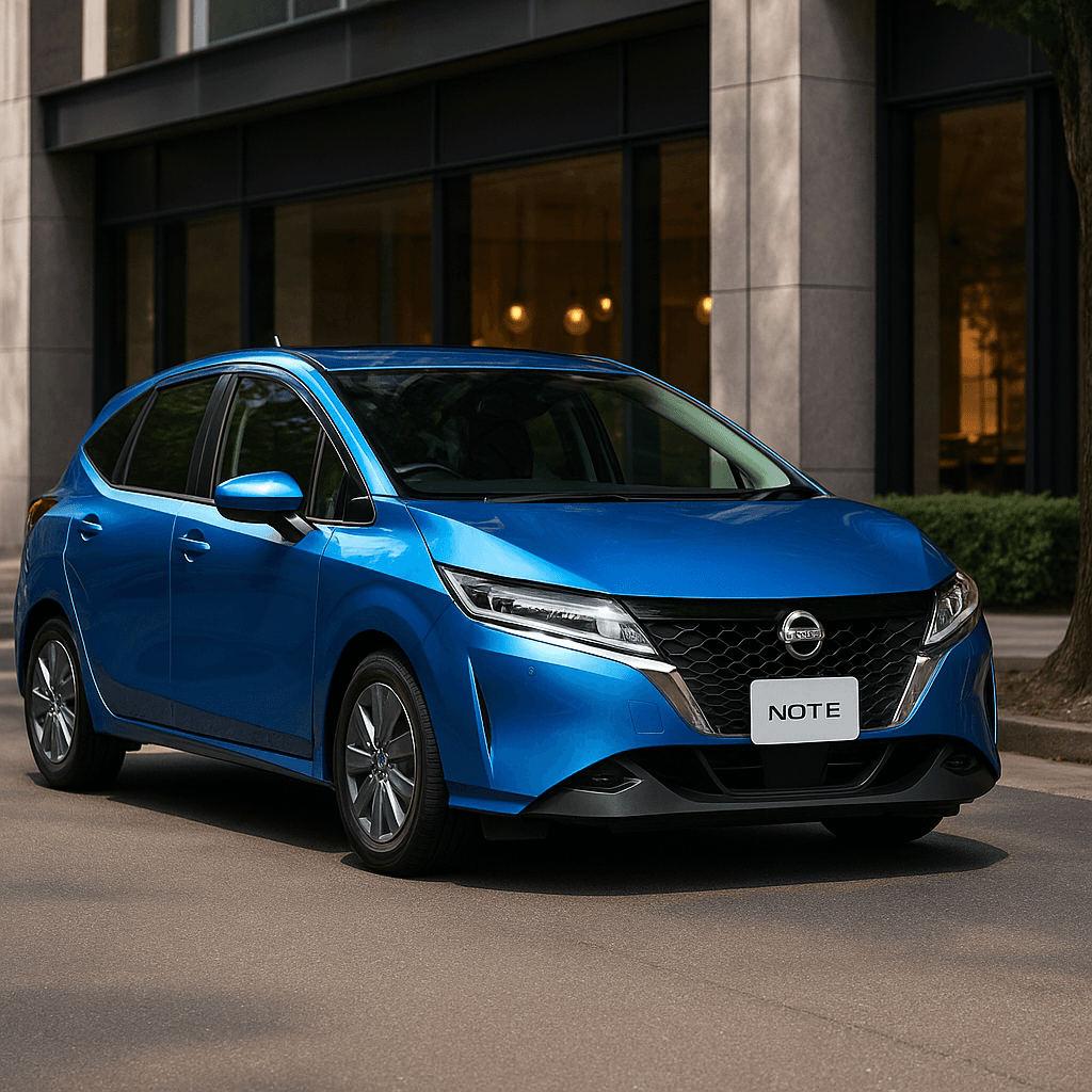 Blue Nissan Note infront of house Blue Nissan Note infront of house