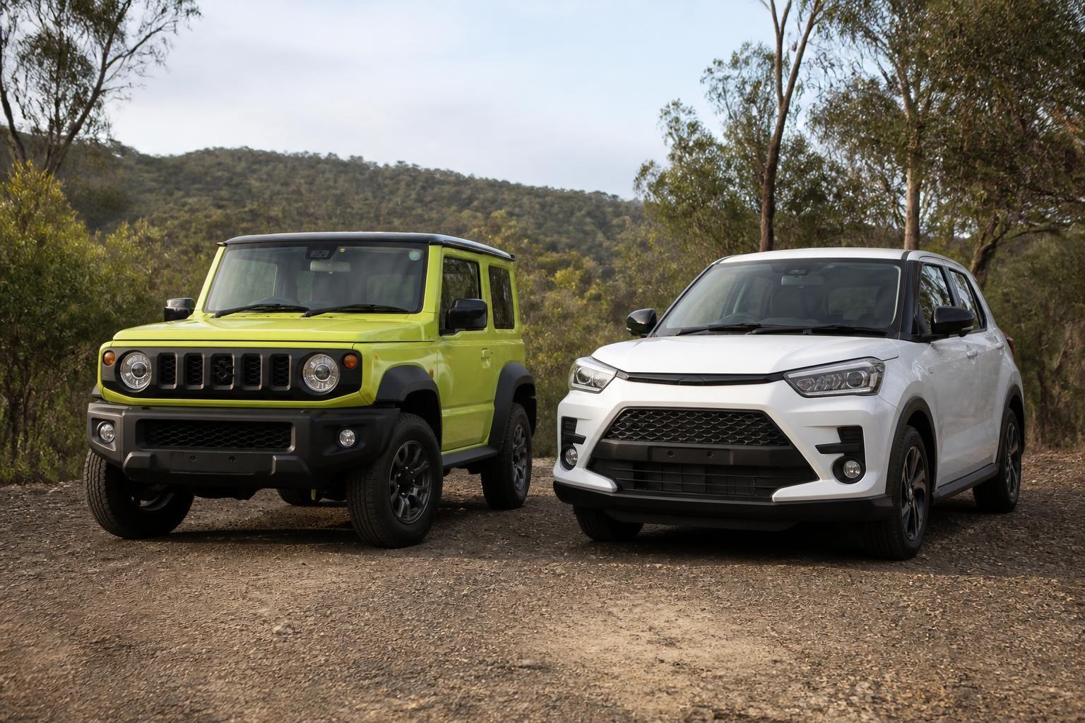 Cover image of Toyota Raize and Suzuki Jimny in Australia. Cover image of Toyota Raize and Suzuki Jimny in Australia.